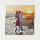 Maak Je Eigen Liefdesscript Romantisch Koppel Foto Wandkleed (Voorkant)