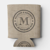 Maak je eigen Logo monogram Burlap Retro Blikjeskoeler (Achterkant)