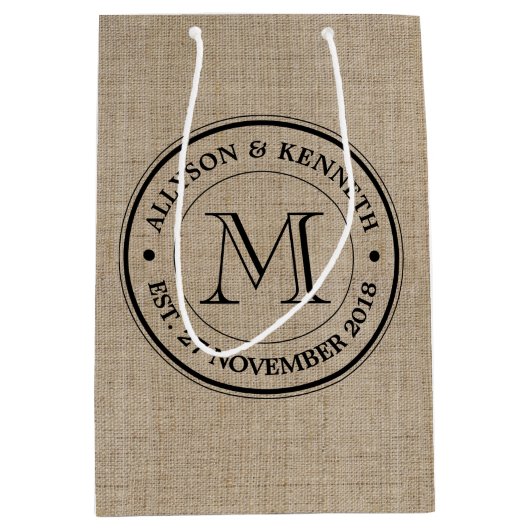 Maak je eigen Logo monogram Burlap Retro Medium Cadeauzakje (Voorkant)