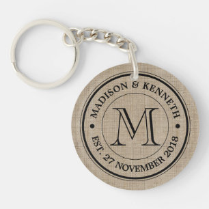 Maak je eigen Logo monogram Burlap Retro Sleutelhanger