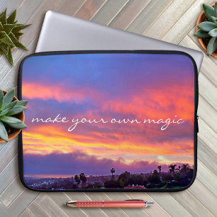 Maak je eigen magisch geel roze blauw zonsondergan laptop sleeve