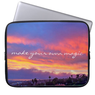 Maak je eigen magisch geel roze blauw zonsondergan laptop sleeve