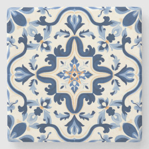 Maak je eigen marineblauwe gele Talavera-stijl Stenen Onderzetter