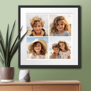 Maak Je Eigen Minimale 4 Foto Collage - Wit Poster