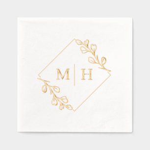 Maak je eigen moderne getrouwde paar naam Initiale Folie Servetten