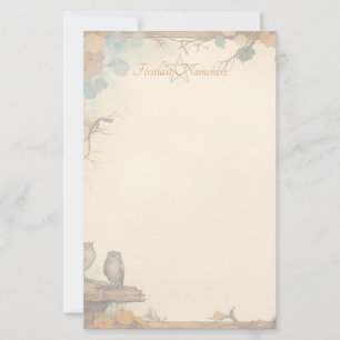 Maak Je Eigen Mystieke Herfst Uilen Roest Bloemen Briefpapier