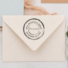 Maak Je Eigen Naam Moderne Ronde Retouradres Rubberstempel