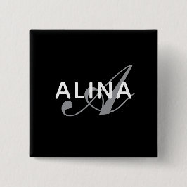 Maak Je Eigen Naam Monogram Ontwerp 2'' Vierkant Vierkante Button 5,1 Cm