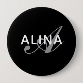 Maak je eigen naam monogram ontwerp 4'' Rond Ronde Button 4,0 Cm