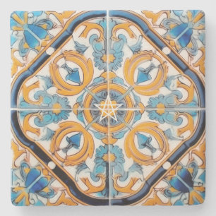 Maak je eigen namaak blauwe gouden gele Talavera Stenen Onderzetter