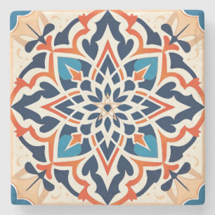 Maak je eigen namaak Talavera Blauw Oranje Goud Stenen Onderzetter