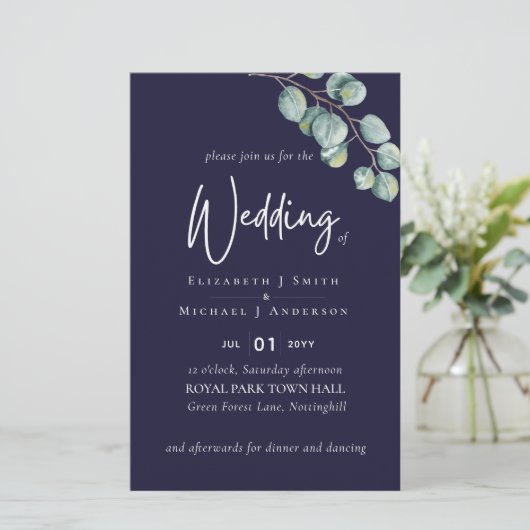 Maak Je Eigen NAVY Witte Salie Eucalyptus Bruiloft (Staand voorkant)