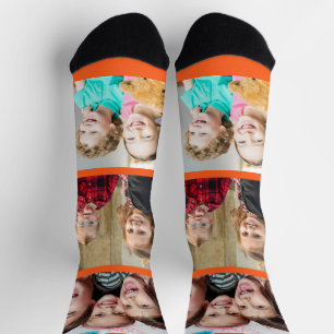 Maak je eigen neon oranje lijn 3 foto collage sokken