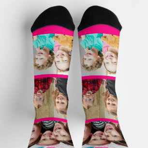 Maak Je Eigen Neon Roze Frame 3 Foto Collage Sokken