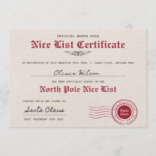 Maak je eigen Nice List-certificaat van de Kerstma Kaart