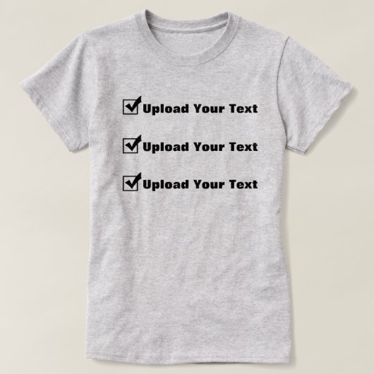 Maak je eigen online checklist aan persoonlijke T- T-shirt (Design voorkant)