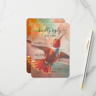 Maak Je Eigen Oranje Kolibrie Huwelijk RSVP Kaartje