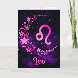 Maak Je Eigen Paarse Hemelse Leeuw Zodiac Feestdagen Kaart