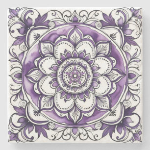Maak Je Eigen Paarse Talavera Mandala Bloem Stenen Onderzetter