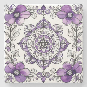Maak Je Eigen Paarse Viooltjes Talavera Bloemen Stenen Onderzetter