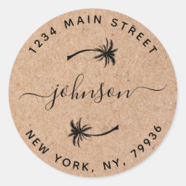 Maak Je Eigen Palmboom Ronde Retouradres Sticker