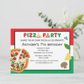 Maak je eigen Pizza Birthday Party Kaart (Staand voorkant)