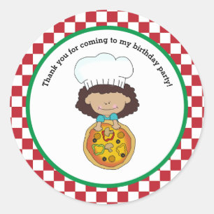 Maak je eigen Pizza-feest meisje dank je wel Ronde Sticker