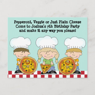 Maak je eigen pizza verjaardagsfeestje uitnodigen uitnodiging briefkaart