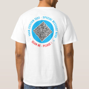 Maak je eigen QR-code T-shirt voorbeeld met tekst