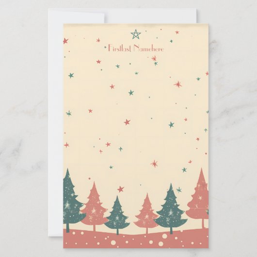 Maak Je Eigen Retro Hemelse Yule Bomen Briefpapier (Voorkant)