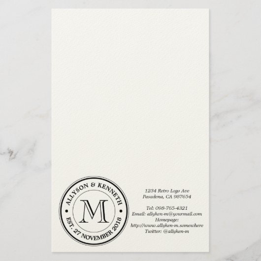 Maak je eigen Retro Logo Typografie Monogram Briefpapier (Voorkant)