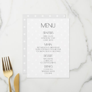 Maak Je Eigen Retro Stippen Grijs Huwelijk Menu
