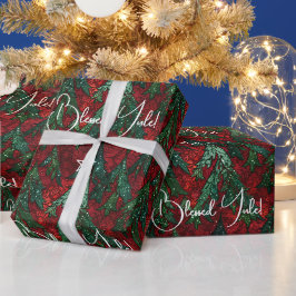 Maak Je Eigen Rode Groene Yule Dennnenbomen Cadeaupapier