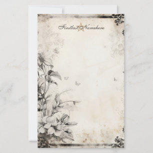 Maak Je Eigen Romantische Gotische Grijze Bloem Briefpapier