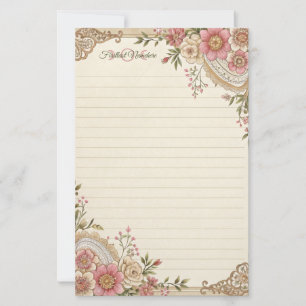 Maak Je Eigen Romantische Kanten Bloemen Notitiepa Briefpapier