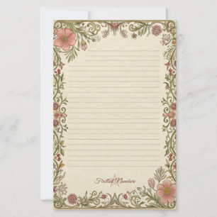 Maak je eigen romantische koraal art nouveau bloem briefpapier