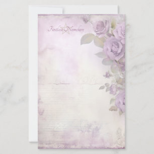 Maak Je Eigen Romantische Shabby Chic Paarse Rozen Briefpapier