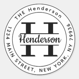 Maak Je Eigen Ronde Monogram Terugkeeradres Sticker