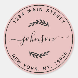 Maak Je Eigen Ronde Retouradres Rose Goud Sticker