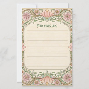 Maak Je Eigen Roze Bloemige Art Deco Notitiepapier Briefpapier