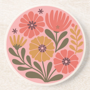 Maak Je Eigen Roze Vintage Groovy Retro Tuin Zandsteen Onderzetter