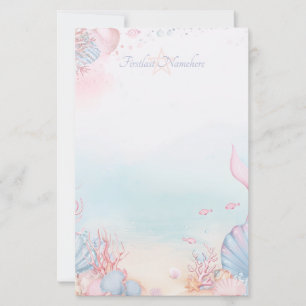 Maak Je Eigen Roze Zeemeerminnenstaart Zee Schelpe Briefpapier