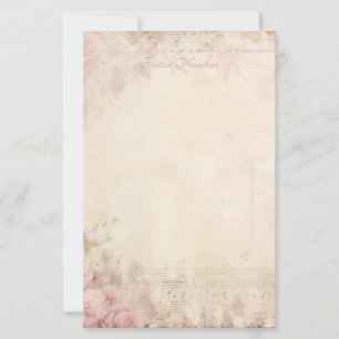 Maak je eigen Shabby Chic Roze Rozen Ephemera Briefpapier