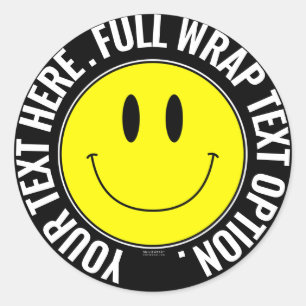 Maak je eigen smilie ronde Sticker, full text wrap Ronde Sticker