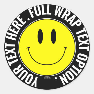Maak je eigen smilie ronde Sticker, full text wrap Sticker