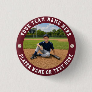 Maak Je Eigen Sportteam Honkbalteam Foto Ronde Button 3,2 Cm