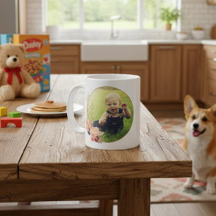 Maak Je Eigen Stijlvolle Bloemige Tweezijdige Foto Koffiemok