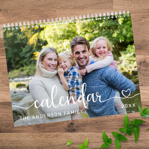 Maak je eigen stijlvolle script familie foto 2026 kalender