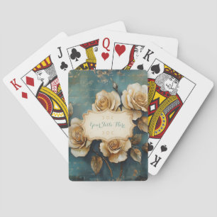 Maak Je Eigen Teal & Gouden Rozen Boeket Bloemen Pokerkaarten