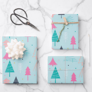 Maak Je Eigen Teal Pastel Kerst Patroon Inpakpapier Vel